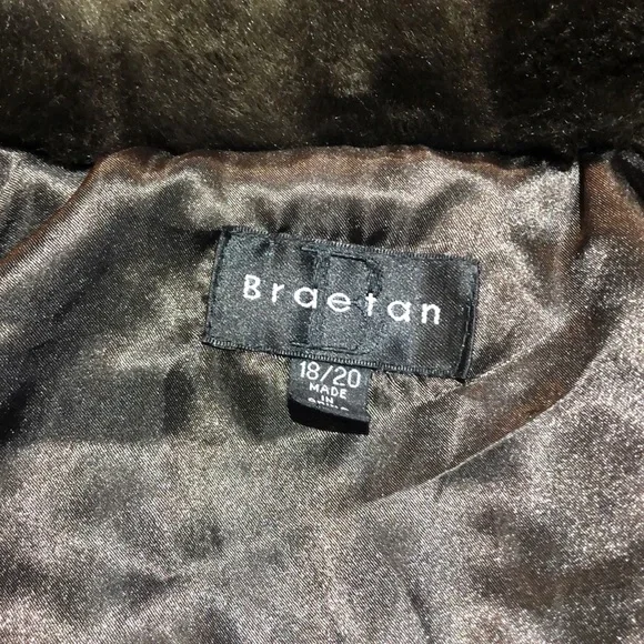 Vintage Braetan Faux Fur Dark Brown Coat Size18/20 - Picture 7 of 10